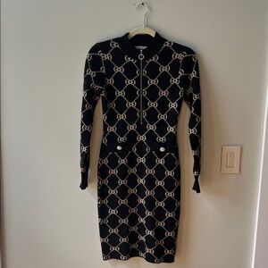 Black and Cream Patterned Dress